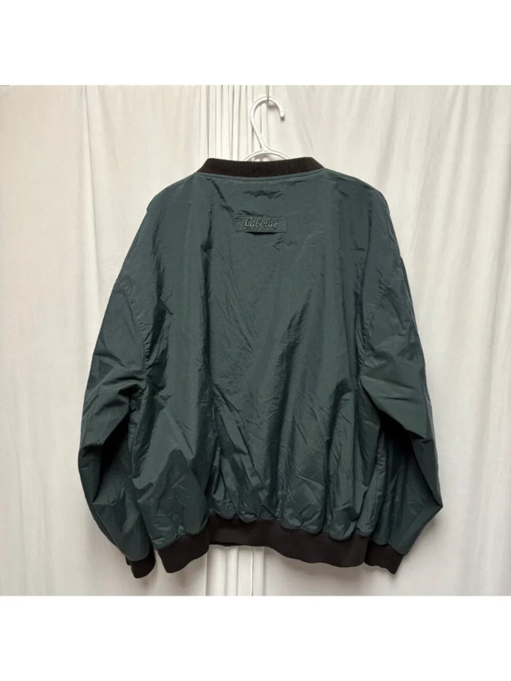 Cabelas Mens XL Green Nylon V Neck Pullover Windbreaker Outdoor Jacket 920919
